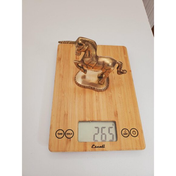 Vintage 70s Solid Brass Unicorn Statue Art Figure Heavy - Fantasy Decor - Picture 10 of 10